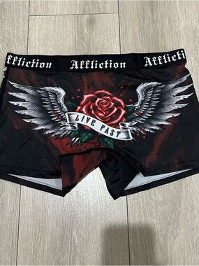 Affliction Ion Black & Red Boyshort underwear size medium